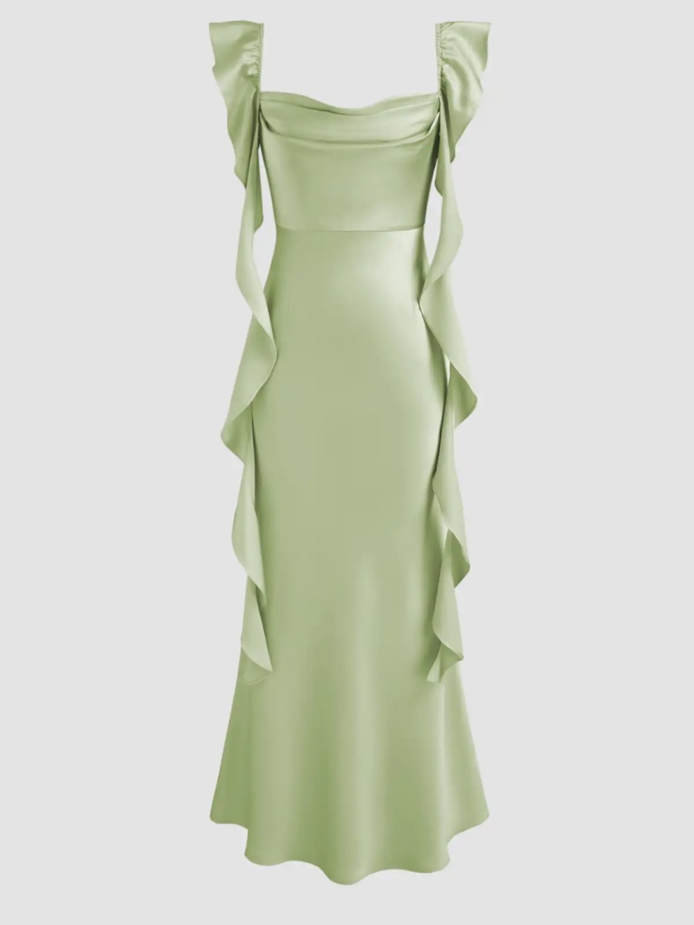 Cider Sage Green Ruffled Maxi Dress